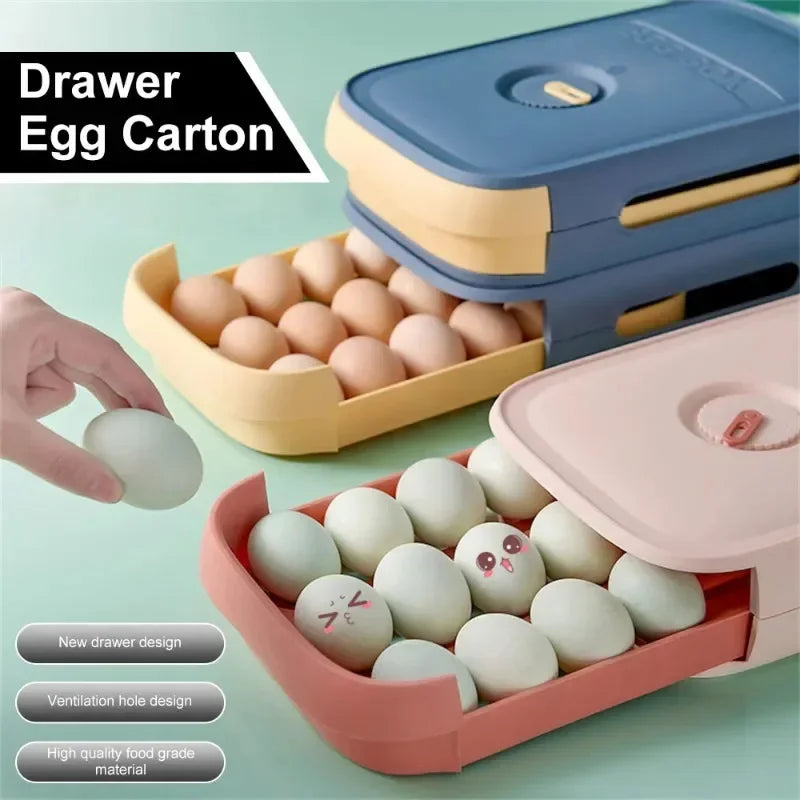 Egg Holder for Fridger Egg Storage Organizer Egg Fridge Storage Box Fresh-keeping Box Drawer Type Stackable Storage Egg Tray