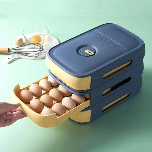 Egg Holder for Fridger Egg Storage Organizer Egg Fridge Storage Box Fresh-keeping Box Drawer Type Stackable Storage Egg Tray