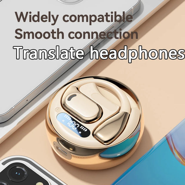 AI HD earhook waterproof touch translation headphones English learning real-time translator study abroad translation headphones